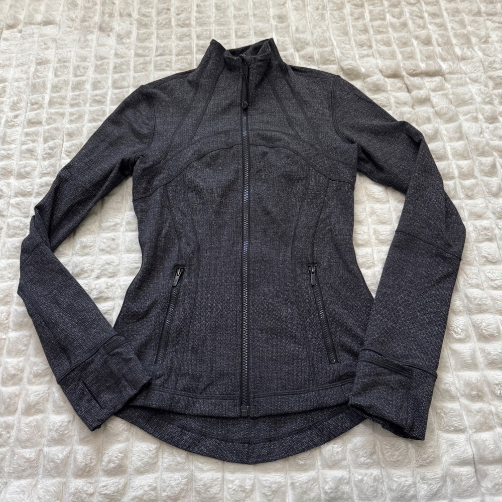 Lululemon 4 Define Jacket Luon Heathered Black Fitted Athletic Full Zip